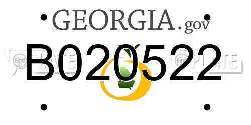 B020522 Georgia License Plate