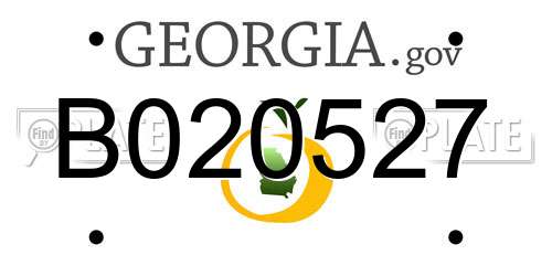 B020527 Georgia License Plate