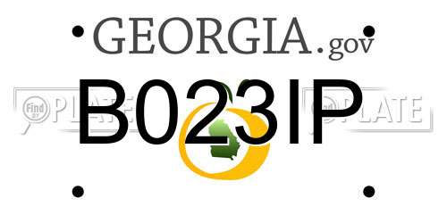 B023IP Georgia License Plate