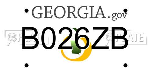 B026ZB Georgia License Plate