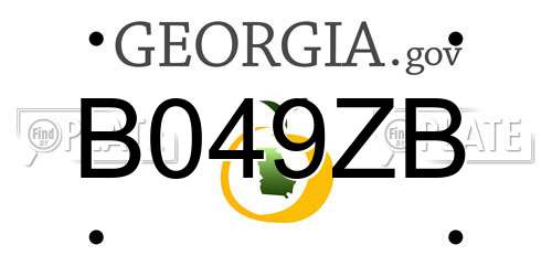 B049ZB Georgia License Plate