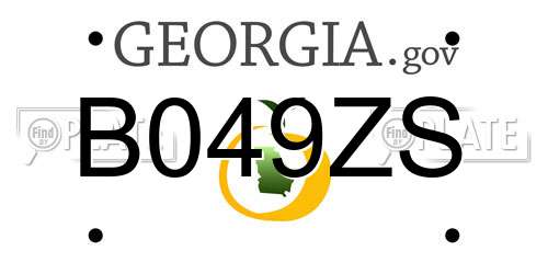 B049ZS Georgia License Plate