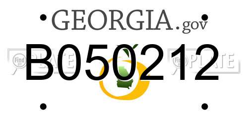 B050212 Georgia License Plate