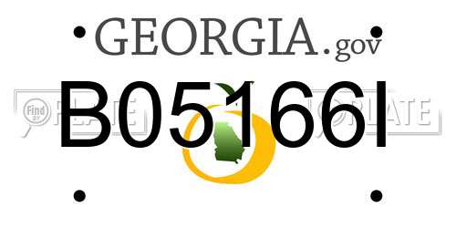 B05166I Georgia License Plate