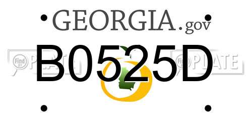 B0525D Georgia License Plate