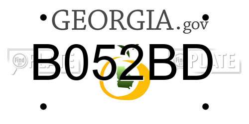 B052BD Georgia License Plate