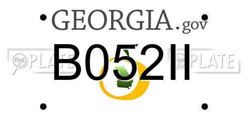 B052II Georgia License Plate