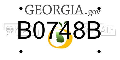 B0748B Georgia License Plate