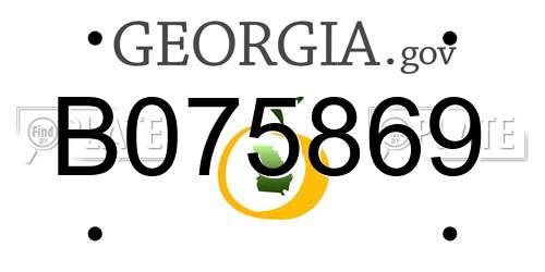 B075869 Georgia License Plate