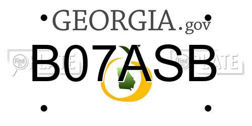 B07ASB Georgia License Plate