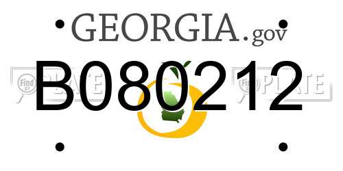 B080212 Georgia License Plate