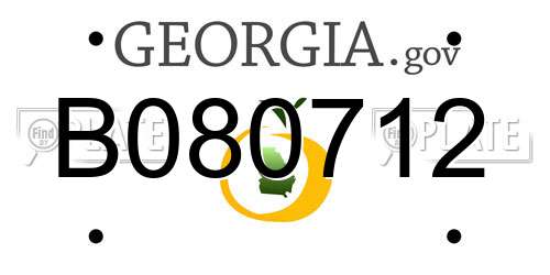 B080712 Georgia License Plate