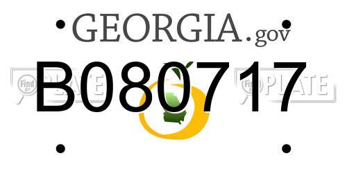 B080717 Georgia License Plate