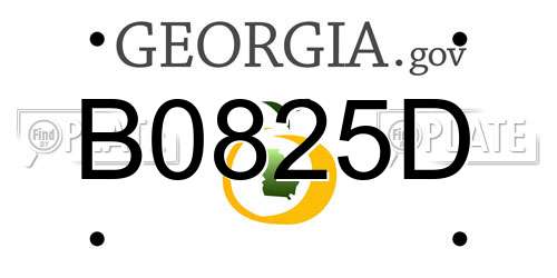 B0825D Georgia License Plate