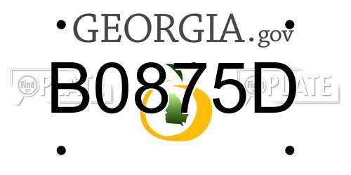 B0875D Georgia License Plate