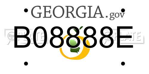 B08888E Georgia License Plate