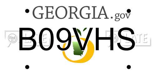 B09VHS Georgia License Plate
