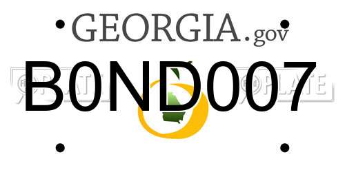 B0ND007 Georgia License Plate