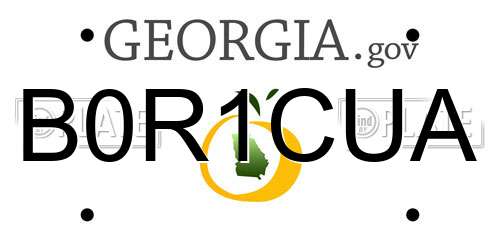 B0R1CUA Georgia License Plate