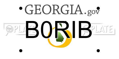 B0RIB Georgia License Plate