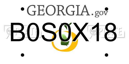 B0S0X18 Georgia License Plate