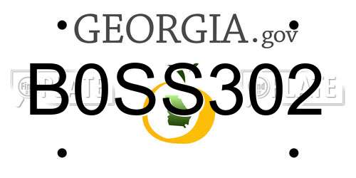 B0SS302 Georgia License Plate