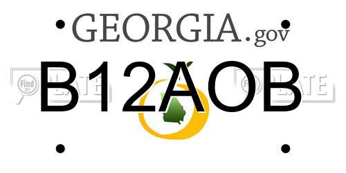 B12AOB Georgia License Plate