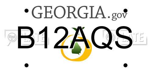 B12AQS Georgia License Plate