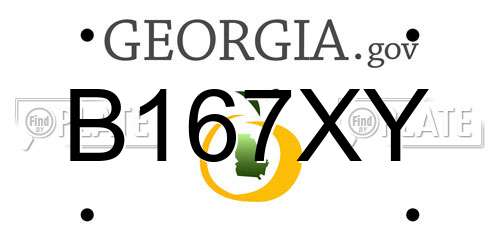 B167XY Georgia License Plate