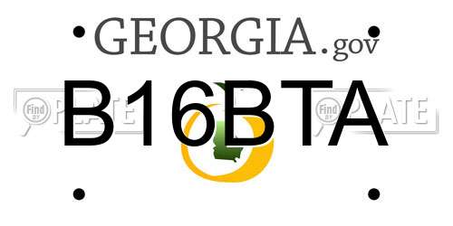 B16BTA Georgia License Plate