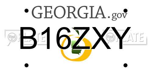 B16ZXY Georgia License Plate