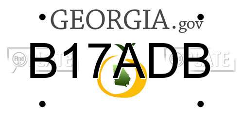 B17ADB Georgia License Plate