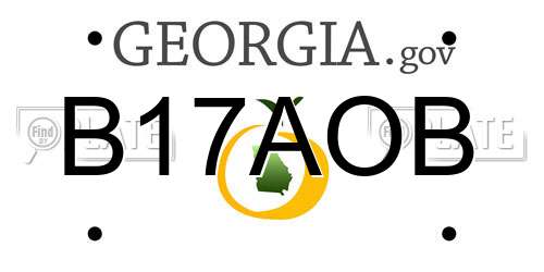 B17AOB Georgia License Plate