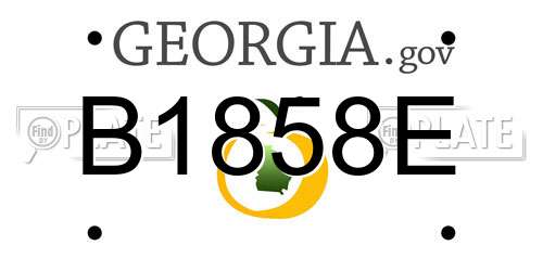 B1858E Georgia License Plate