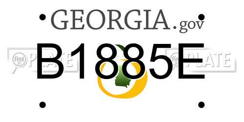 B1885E Georgia License Plate
