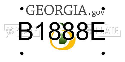 B1888E Georgia License Plate