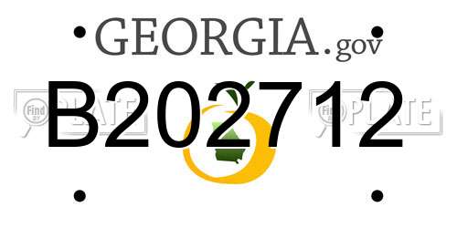 B202712 Georgia License Plate