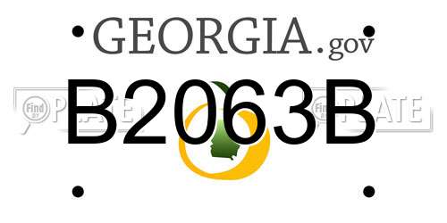 B2063B Georgia License Plate