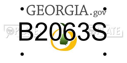 B2063S Georgia License Plate