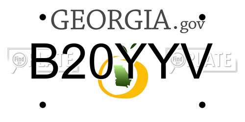 B20YYV Georgia License Plate