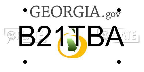 B21TBA Georgia License Plate