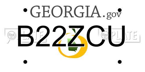 B22ZCU Georgia License Plate