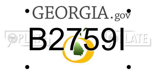 B2759I Georgia License Plate