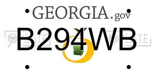B294WB Georgia License Plate