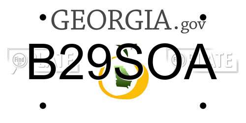 B29SOA Georgia License Plate