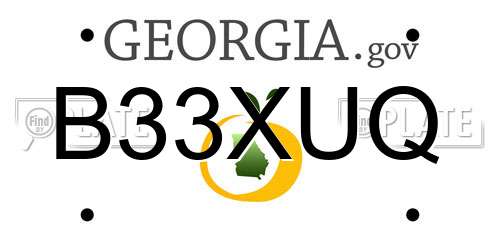 B33XUQ Georgia License Plate