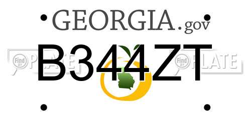 B344ZT Georgia License Plate