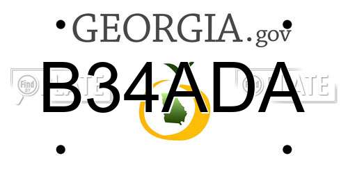 B34ADA Georgia License Plate