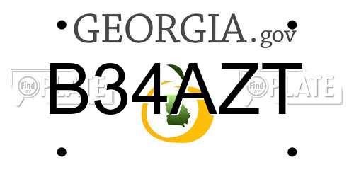 B34AZT Georgia License Plate
