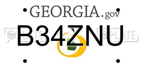 B34ZNU Georgia License Plate